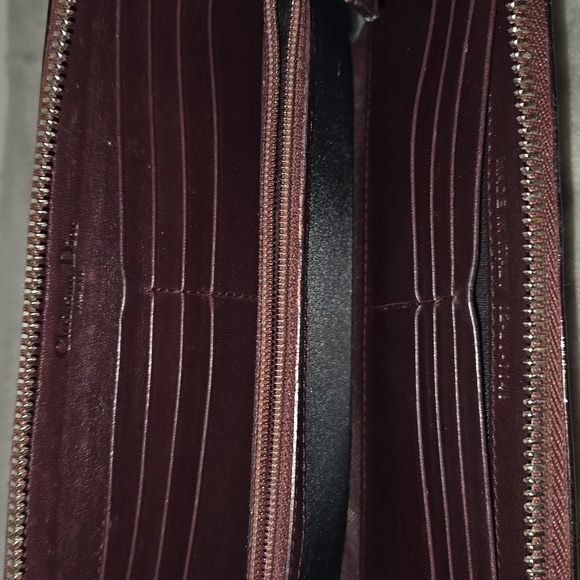 Dior Burgundy Patent Leather Embossed Wallet - Picture 9 of 13